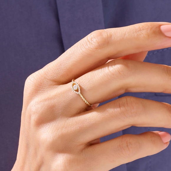 MINIMALIST EVIL EYE RING IN GOLD - Picture 2 of 4